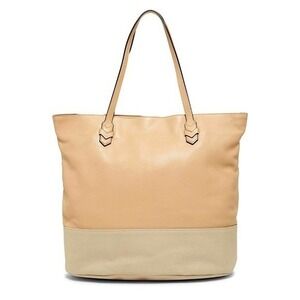 Rebecca Minkoff Leather Mansfield Tote Purse Shoulder Bag Neutral Tan Two Toned